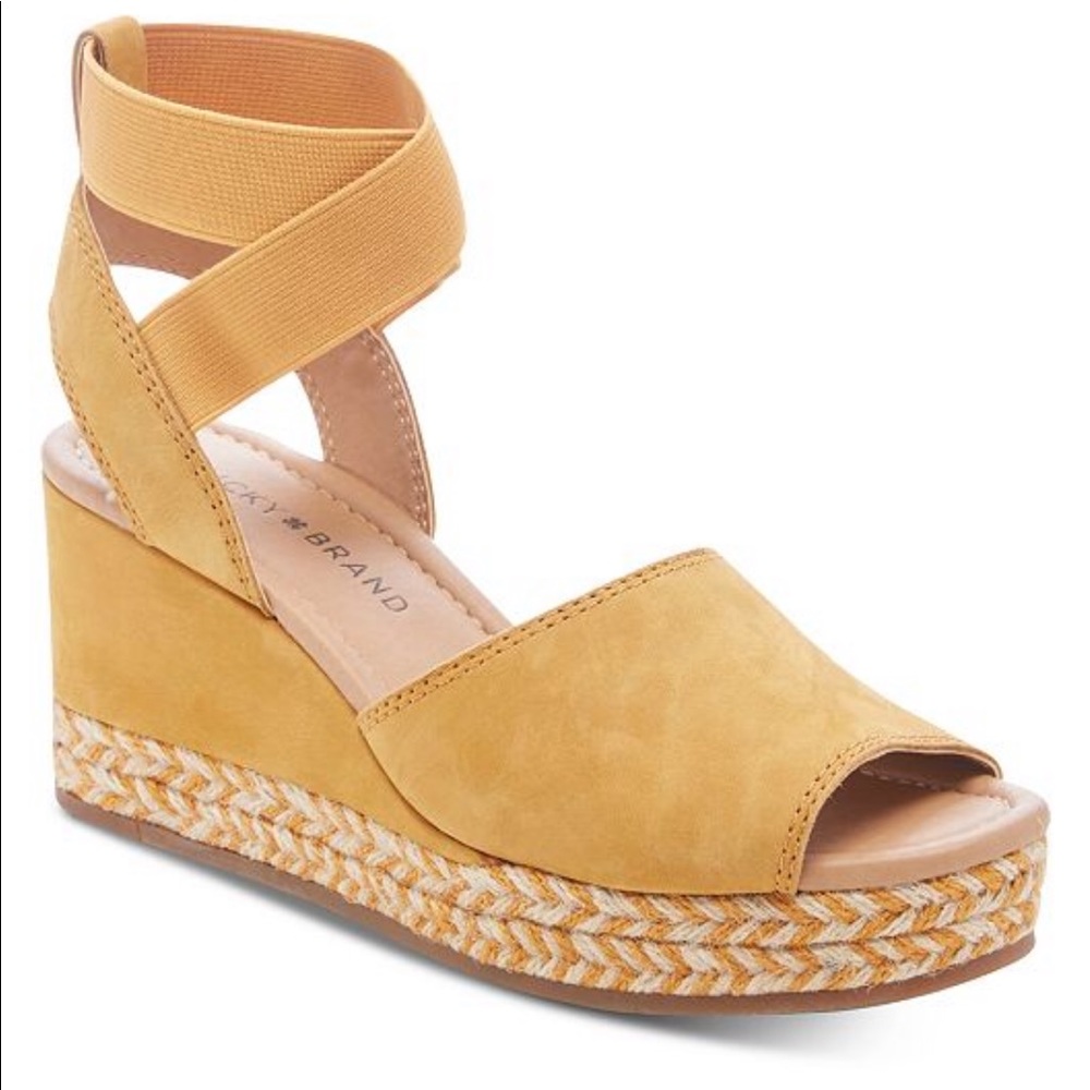 Lucky Brand Yellow Espadrille Wedges